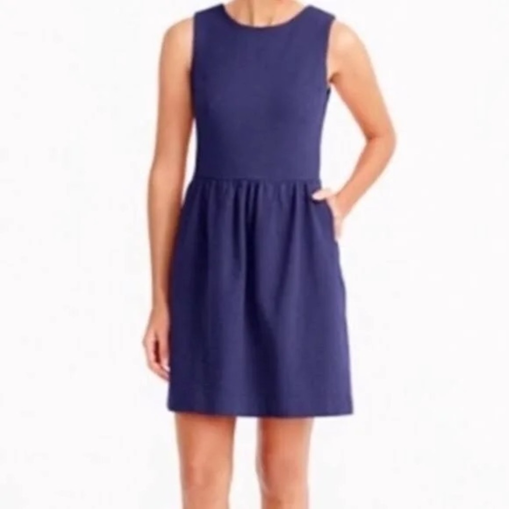 J. Crew Daybreak Heathered Purple Fit & Flare Sleeveless Dress Pockets Sz Large